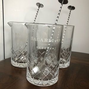 Bacardi Reserva Glass Mixing Pitcher and Stirrer